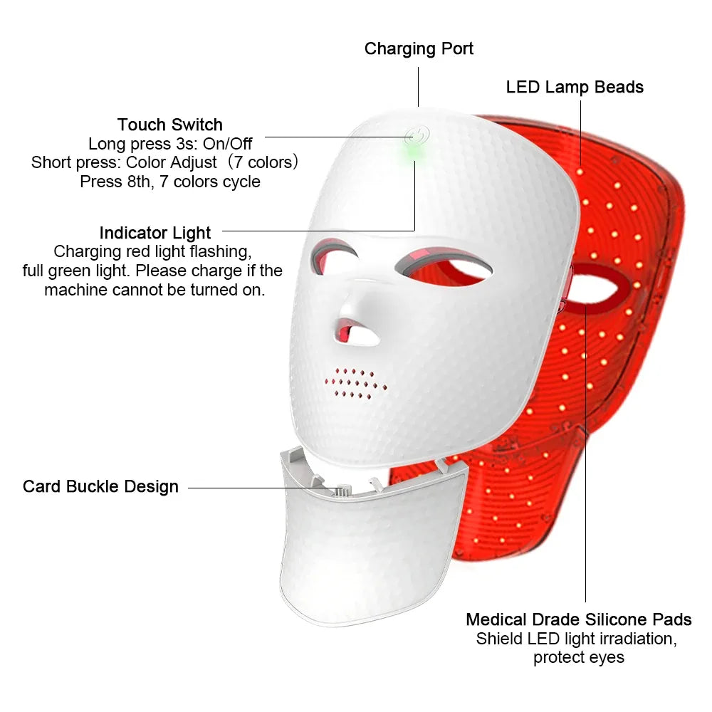 Masque LED sans fil pour le visage et le cou